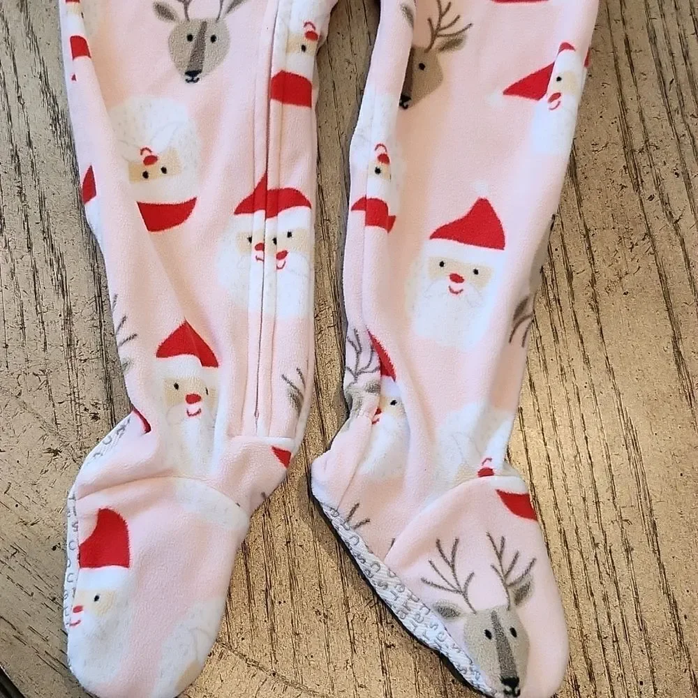 3T girls  Santa footed zip up onsie Carters
